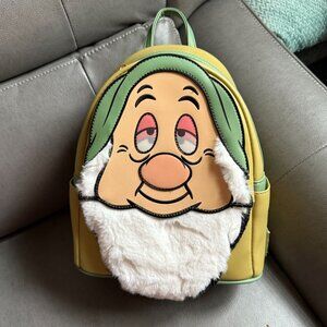 NWOT Dopey Disney Loungefly Mini Backpack With Faux Fur Beard & Adjustable Strap